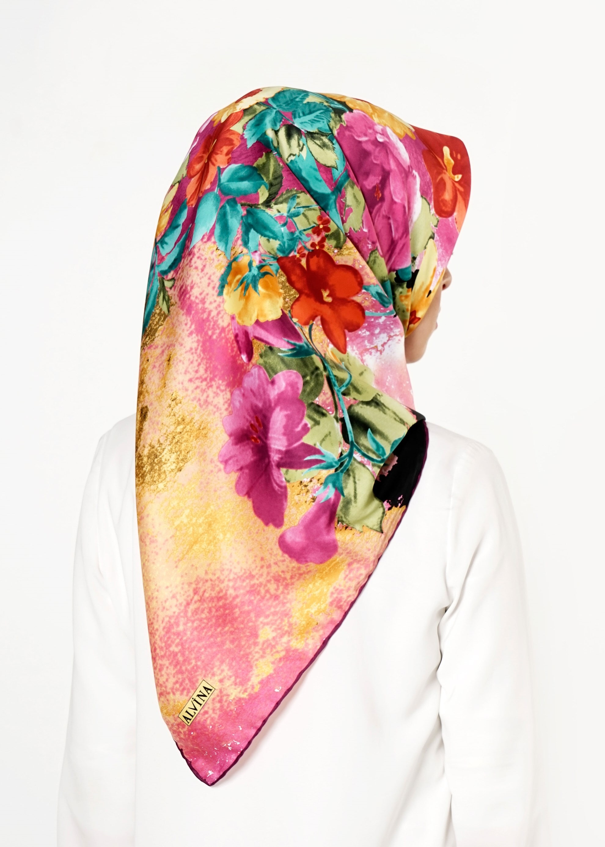 Tesettür giyim TURUNCU 12591 ALVİNA DESENLİ EŞARP