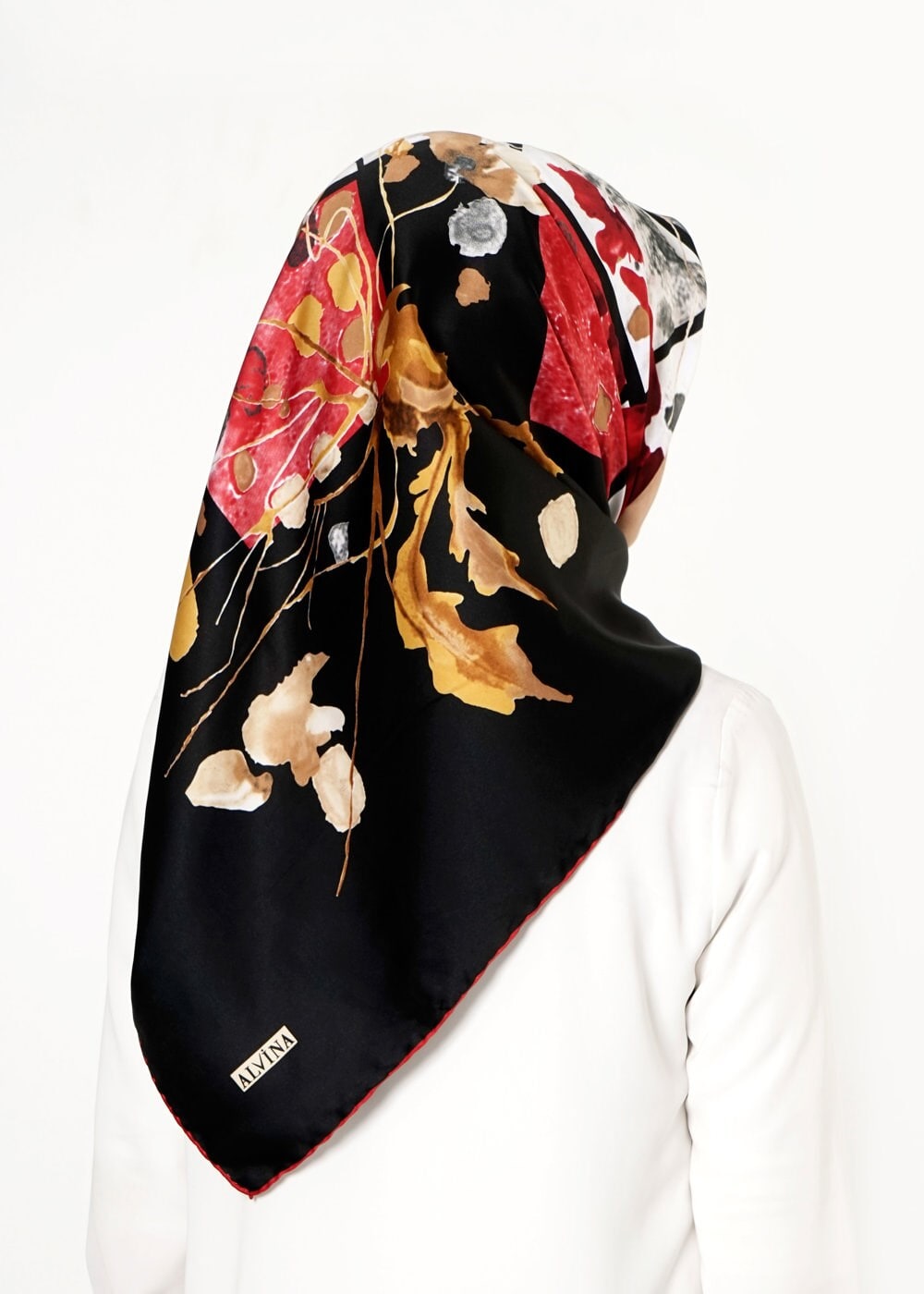 Tesettür giyim SİYAH 12592 ALVİNA DESENLİ EŞARP