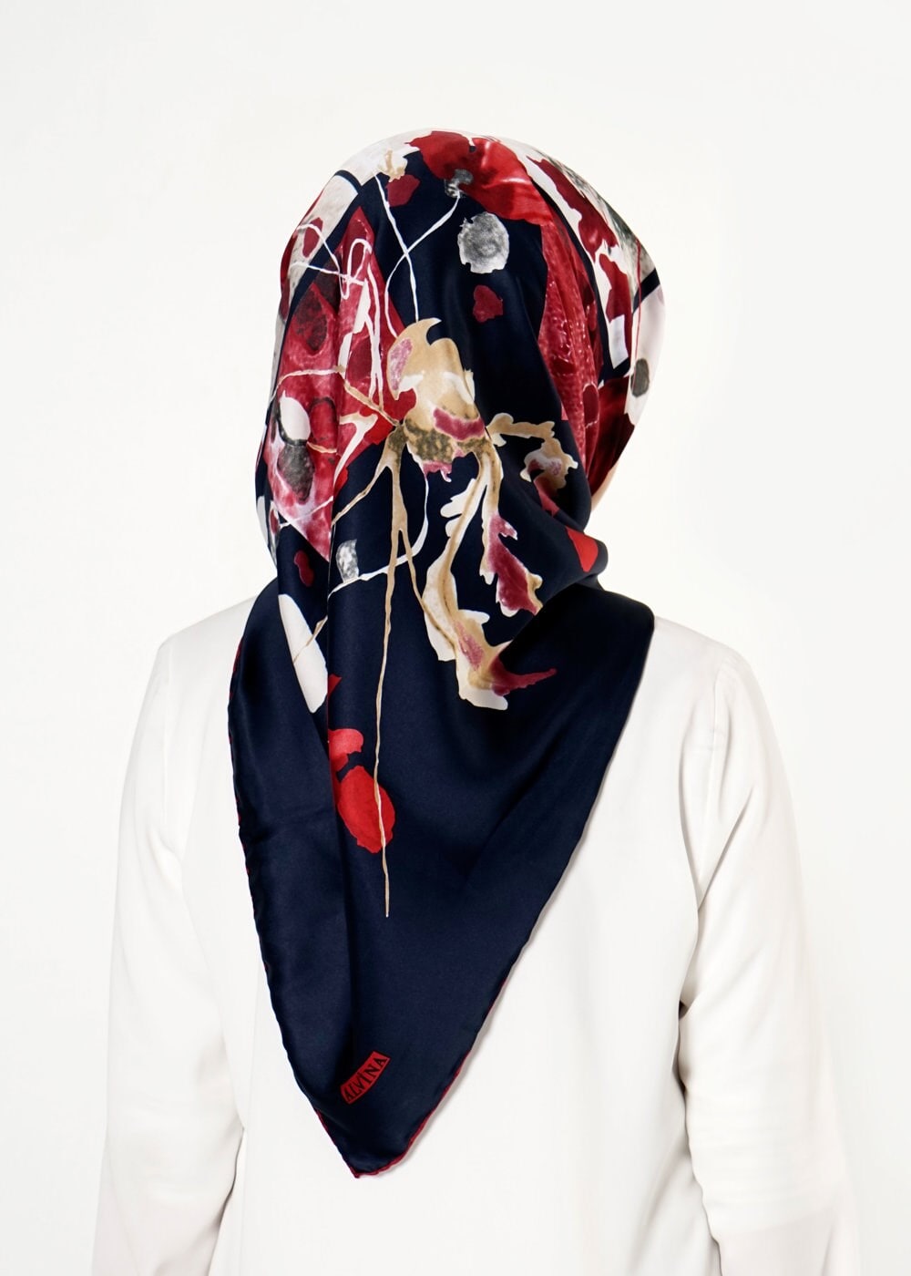 Tesettür giyim LACİVERT 12592 ALVİNA DESENLİ EŞARP