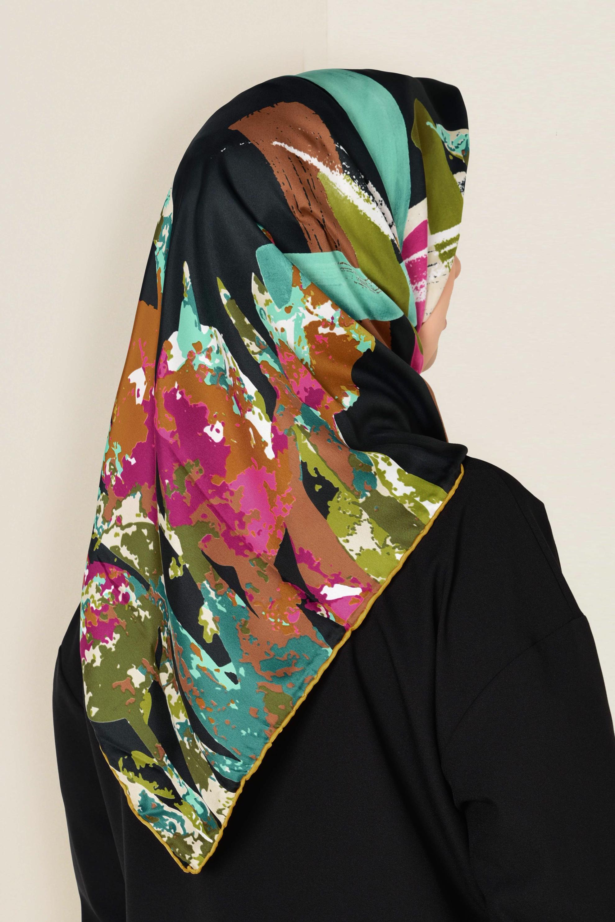 Tesettür giyim SİYAH 13251 ALVİNA DESENLİ EŞARP