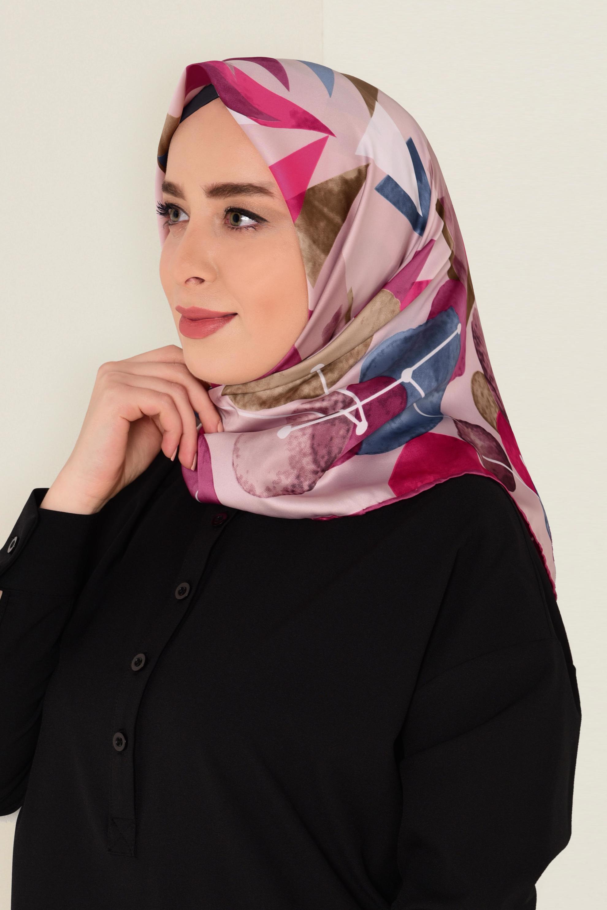 Tesettür giyim PUDRA 13252 ALVİNA DESENLİ EŞARP