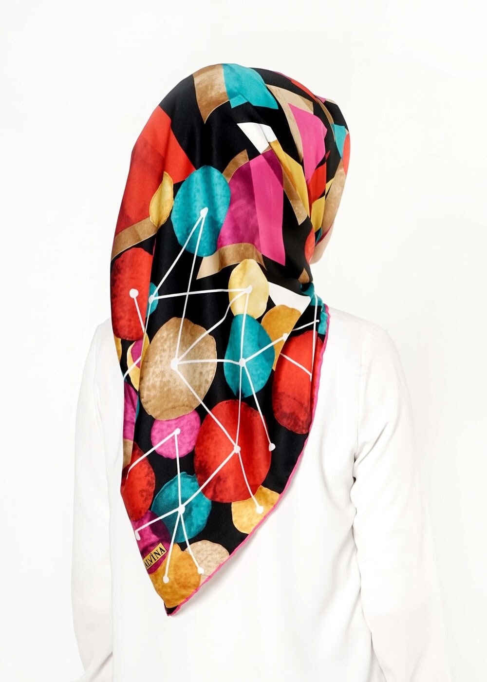 Tesettür giyim SİYAH 13252 ALVİNA DESENLİ EŞARP