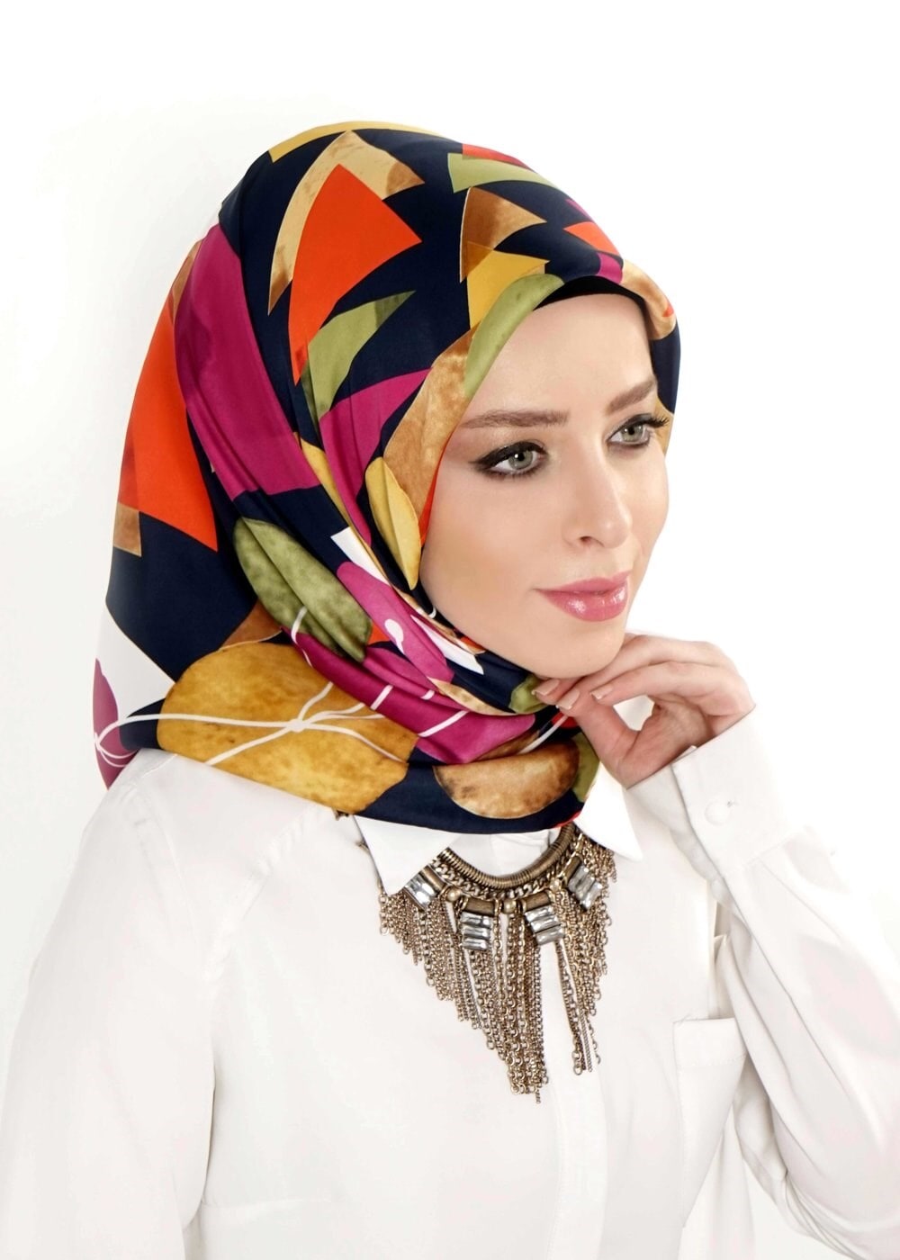 Tesettür giyim LACİVERT 13252 ALVİNA DESENLİ EŞARP