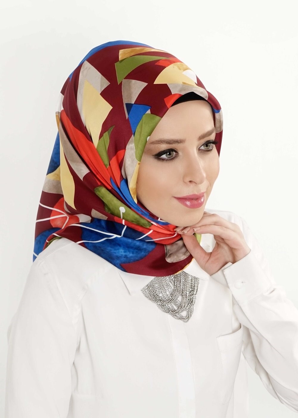 Tesettür giyim BORDO 13252 ALVİNA DESENLİ EŞARP