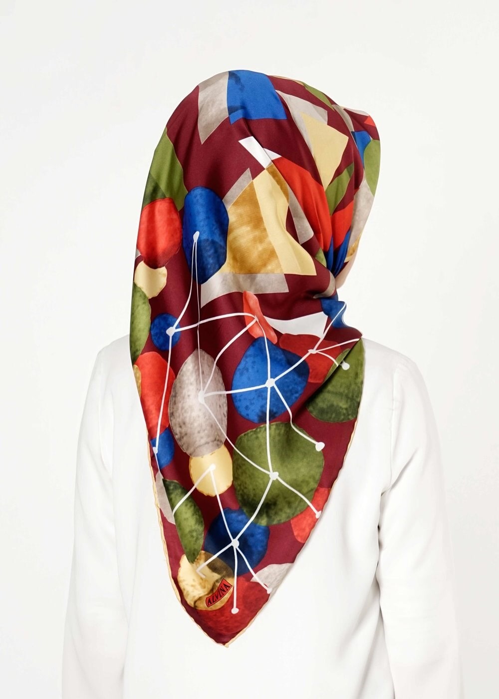 Tesettür giyim BORDO 13252 ALVİNA DESENLİ EŞARP