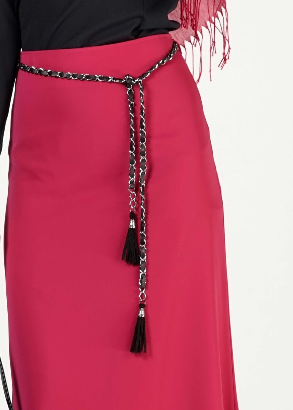 Tesettür giyim FUŞYA A KESİM ETEK 6763 