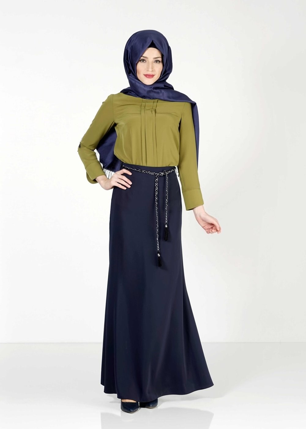 Tesettür giyim LACİVERT A KESİM ETEK 6763 
