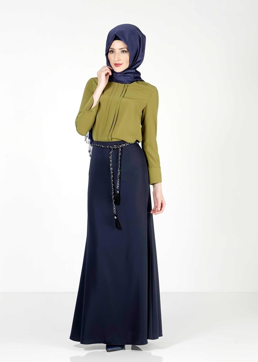 Tesettür giyim LACİVERT A KESİM ETEK 6763 