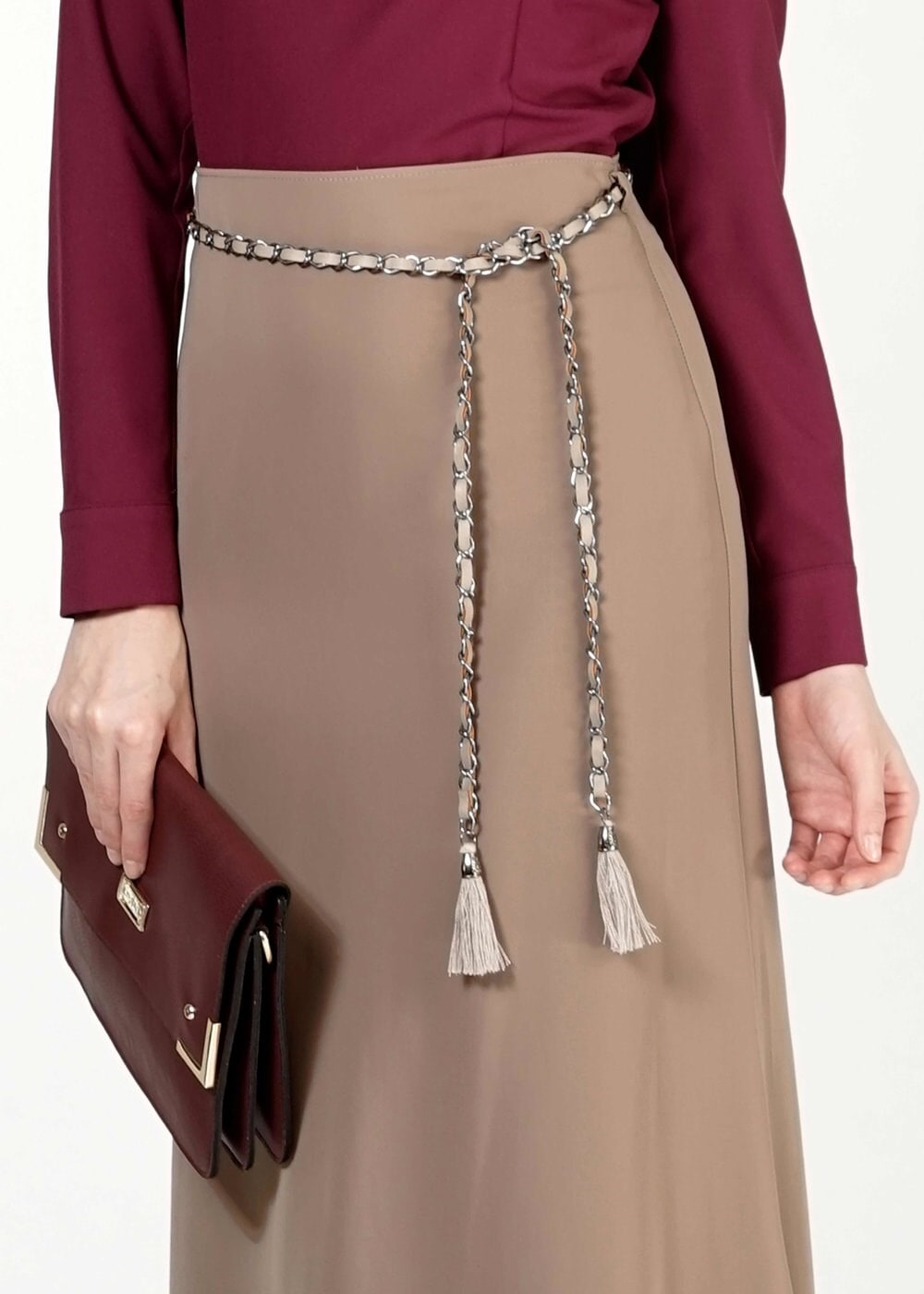 Tesettür giyim KAHVE A KESİM ETEK 6763 