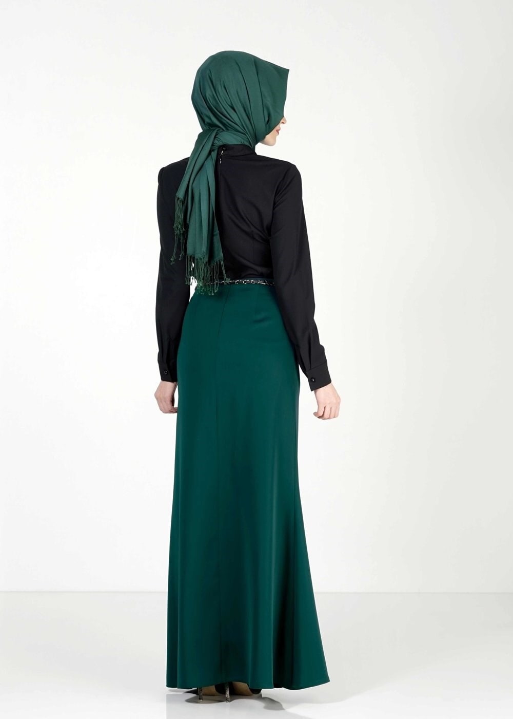 Tesettür giyim YEŞİL A KESİM ETEK 6763 