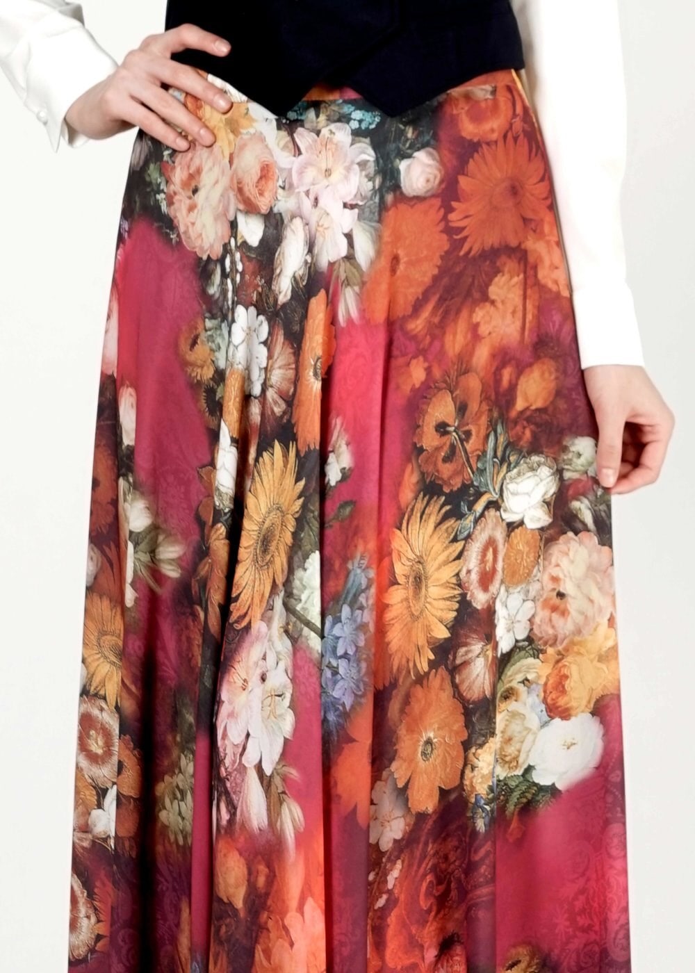 Tesettür giyim MOR ÇİÇEKLİ ETEK 6766 