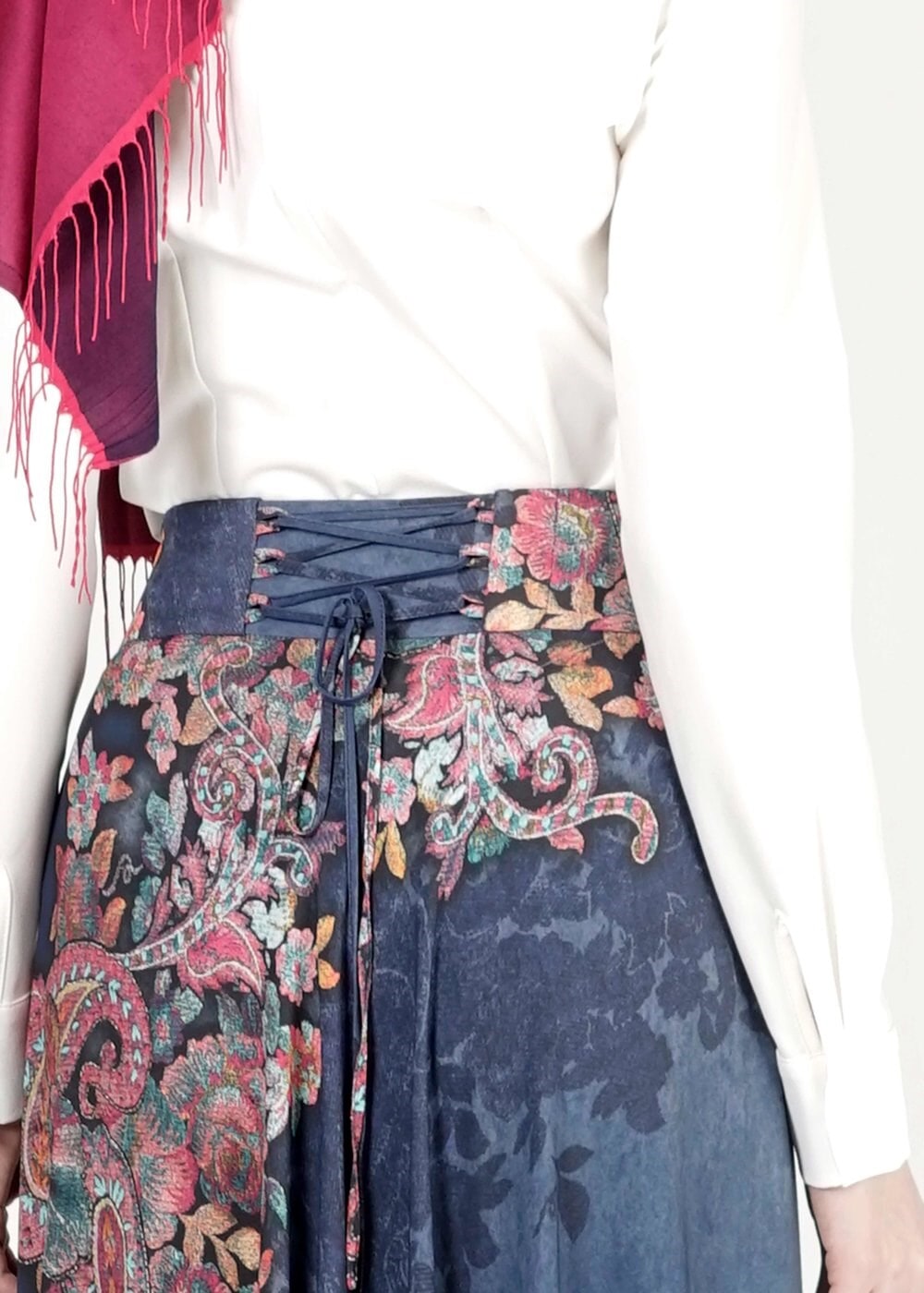 Tesettür giyim LACİVERT ÇİÇEKLİ ETEK 6767 