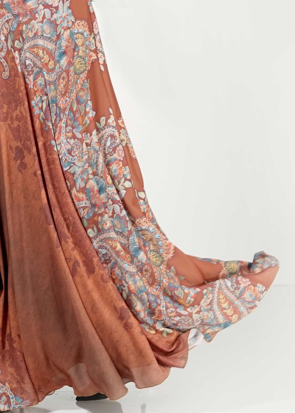 Tesettür giyim TABA ÇİÇEKLİ ETEK 6767 