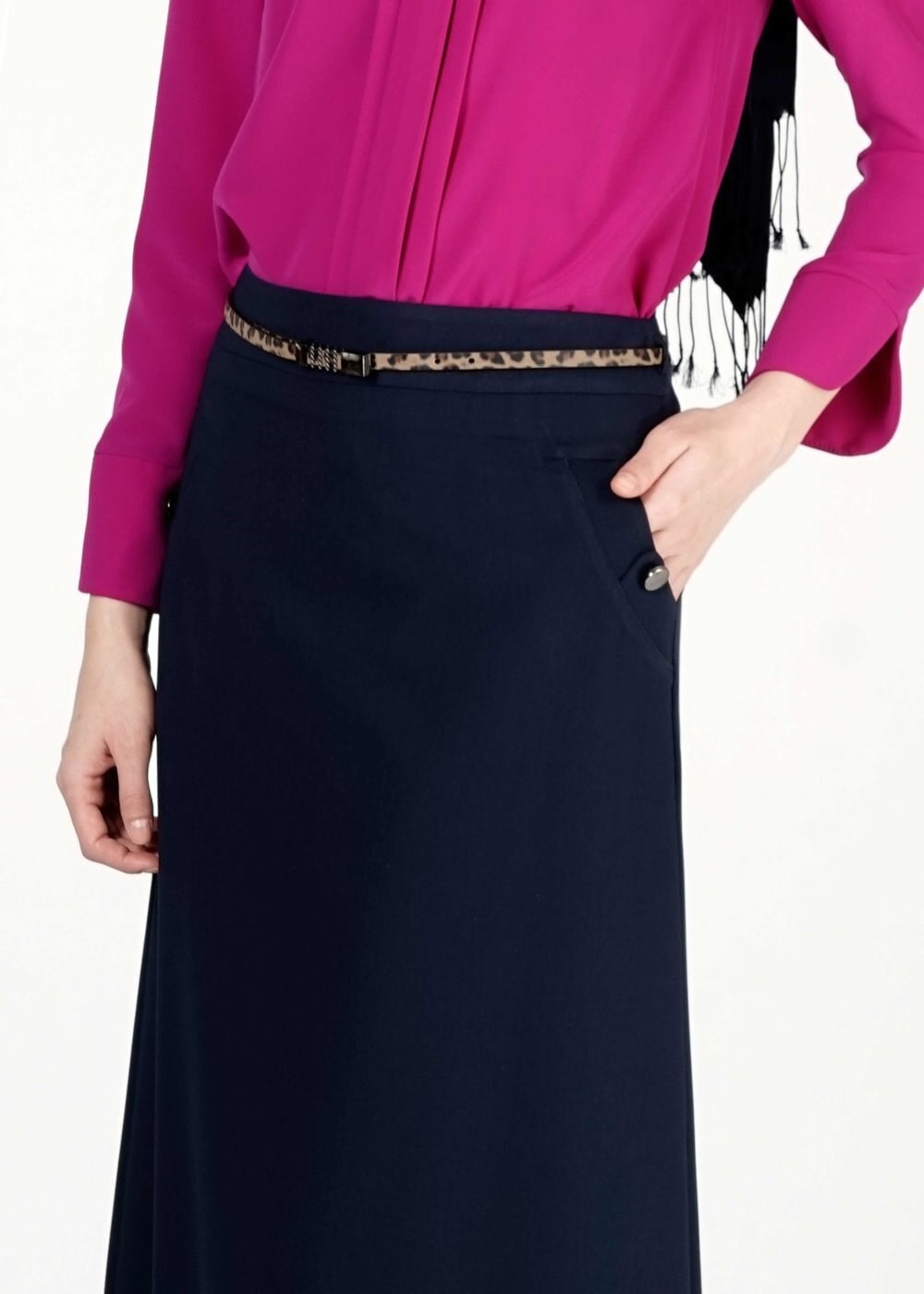 Tesettür giyim LACİVERT DÜĞME DETAYLI ETEK 6768