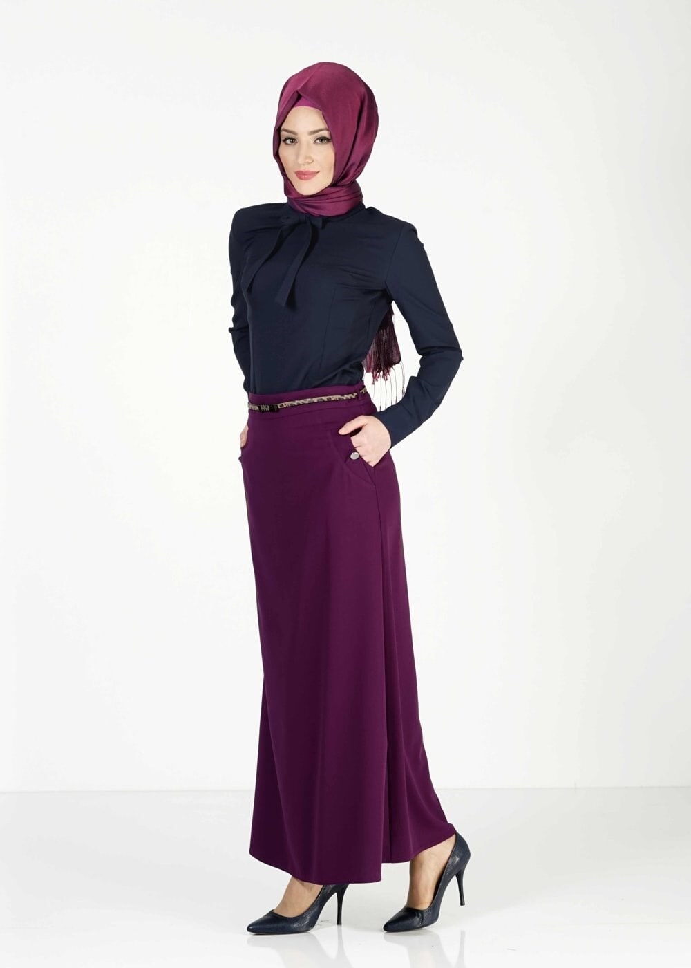 Tesettür giyim MÜRDÜM DÜĞME DETAYLI ETEK 6768