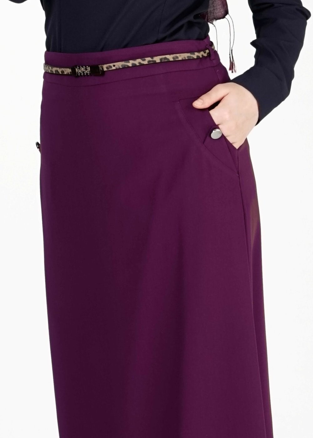 Tesettür giyim MÜRDÜM DÜĞME DETAYLI ETEK 6768