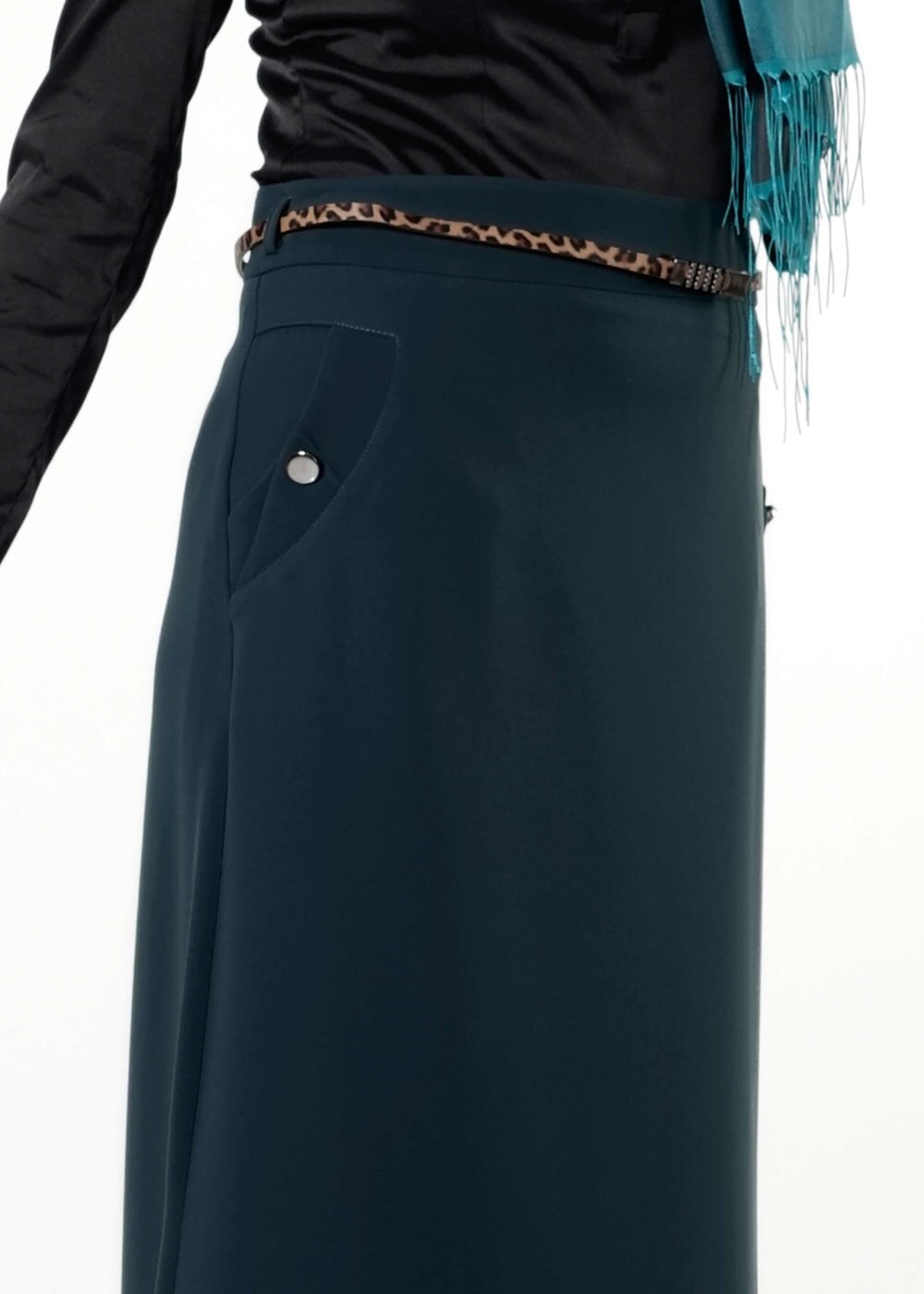 Tesettür giyim MAVİ DÜĞME DETAYLI ETEK 6768