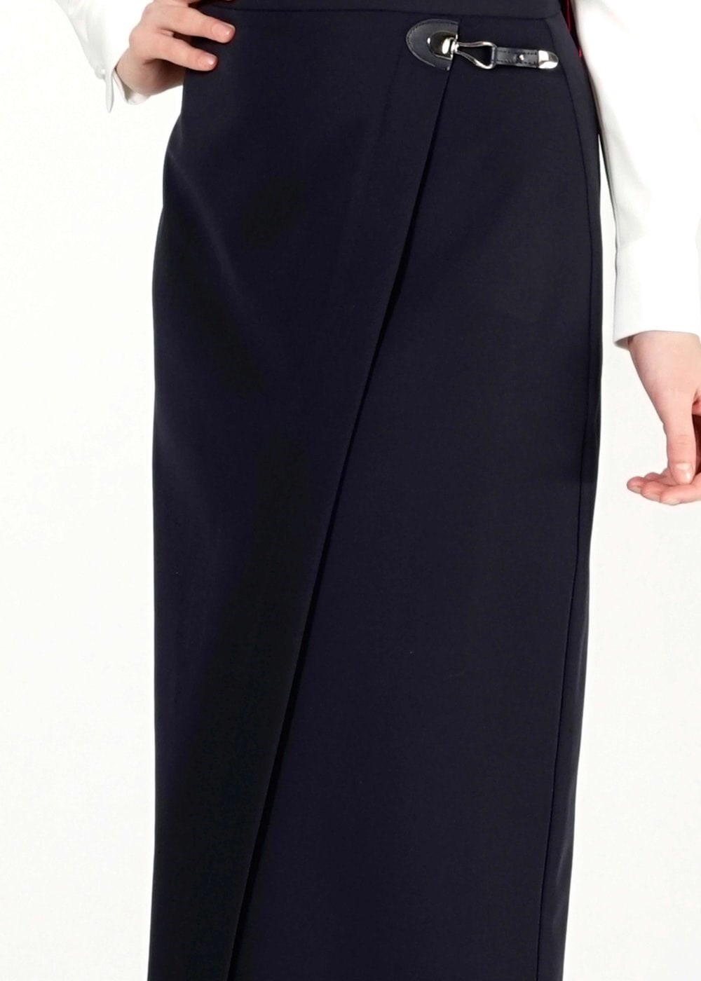 Tesettür giyim LACİVERT TOKA DETAYLI ETEK 6769 