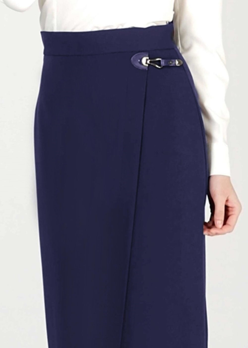 Tesettür giyim LACİVERT TOKA DETAYLI ETEK 6769 