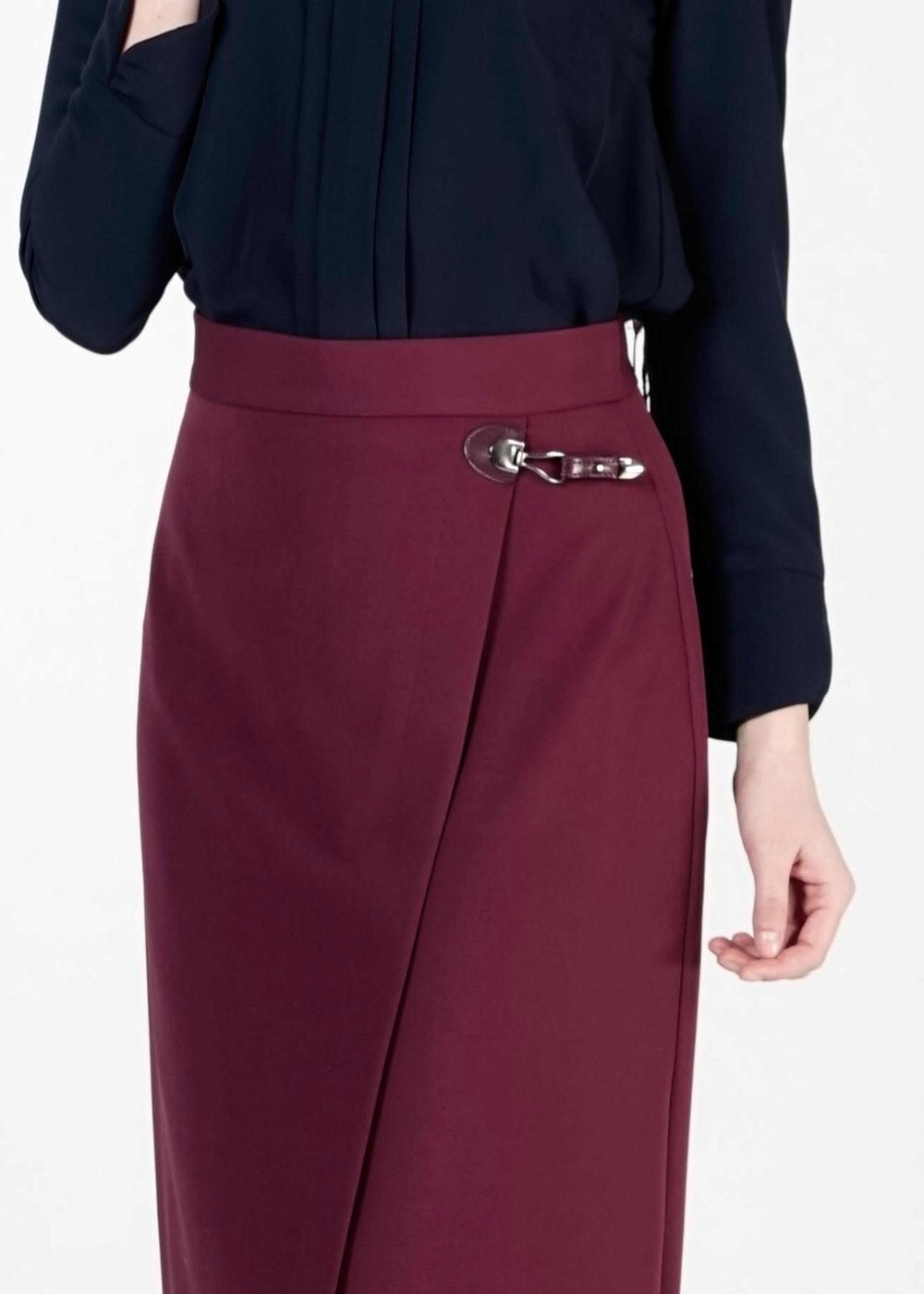 Tesettür giyim BORDO TOKA DETAYLI ETEK 6769 