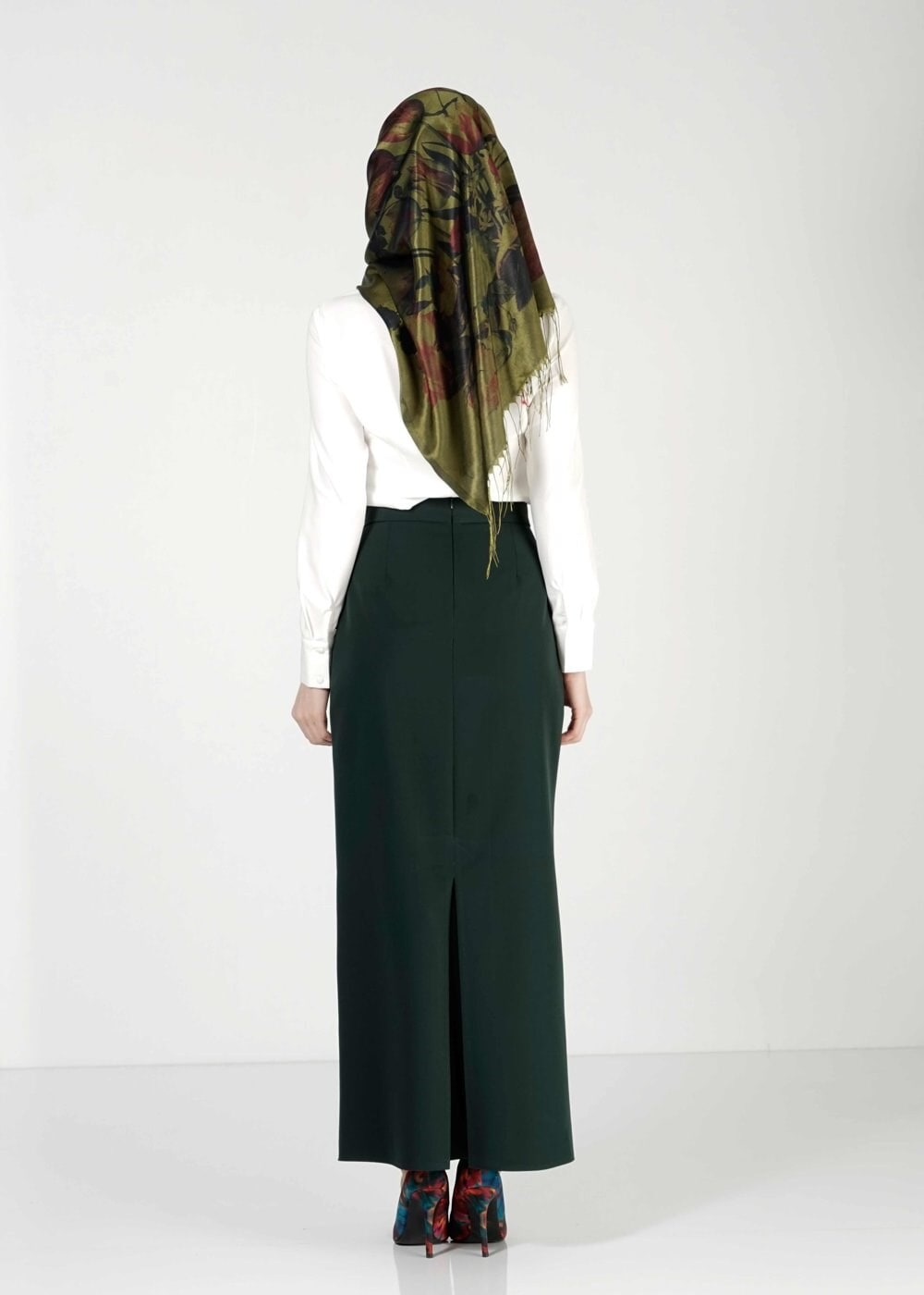 Tesettür giyim YEŞİL TOKA DETAYLI ETEK 6769 