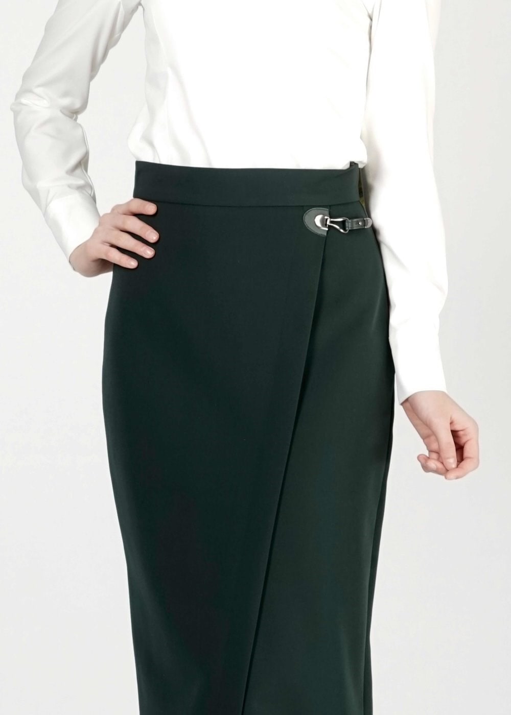 Tesettür giyim YEŞİL TOKA DETAYLI ETEK 6769 