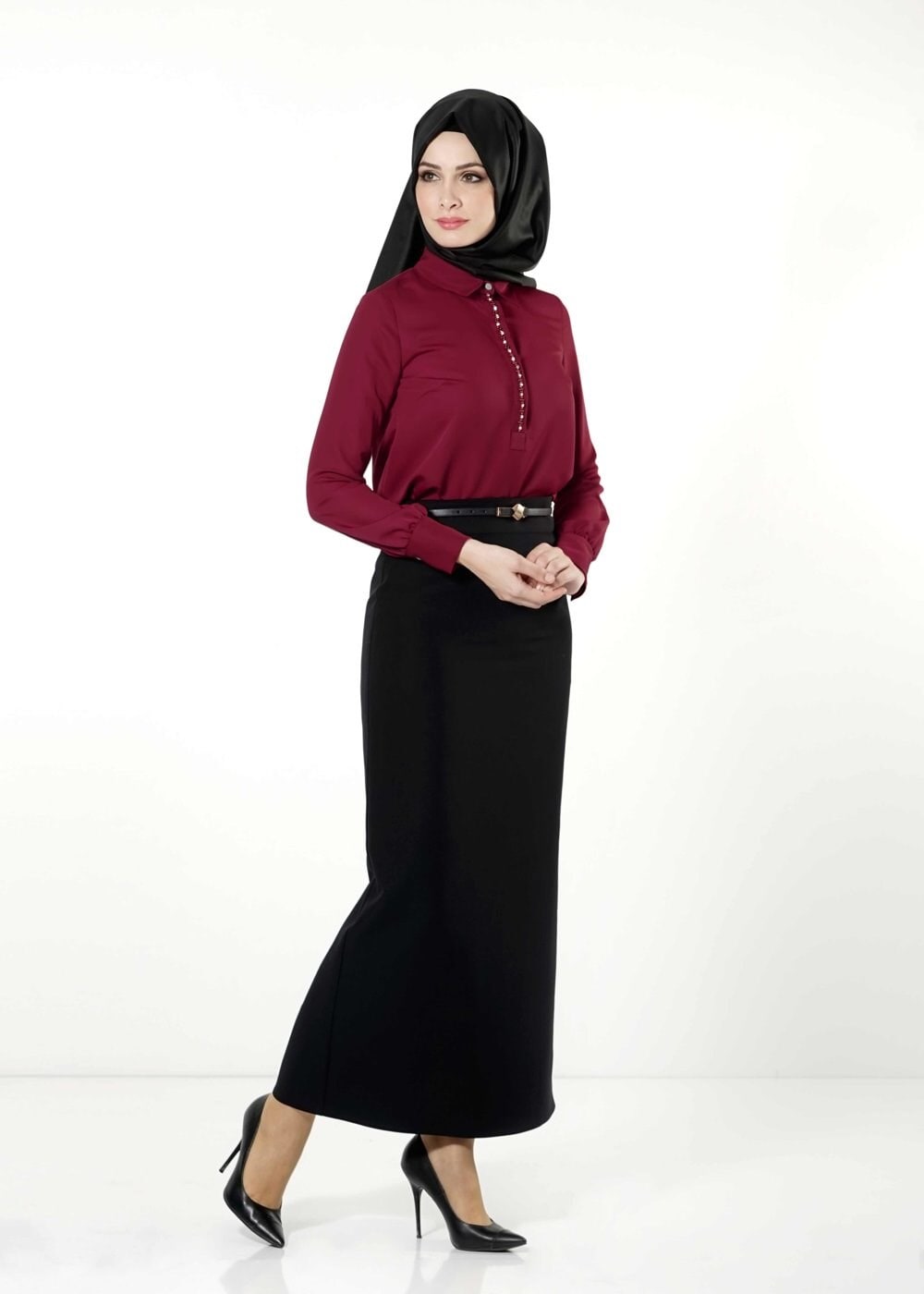 Tesettür giyim SİYAH DÜZ KESİM ETEK 6770 