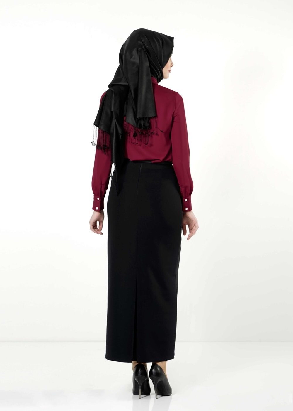 Tesettür giyim SİYAH DÜZ KESİM ETEK 6770 