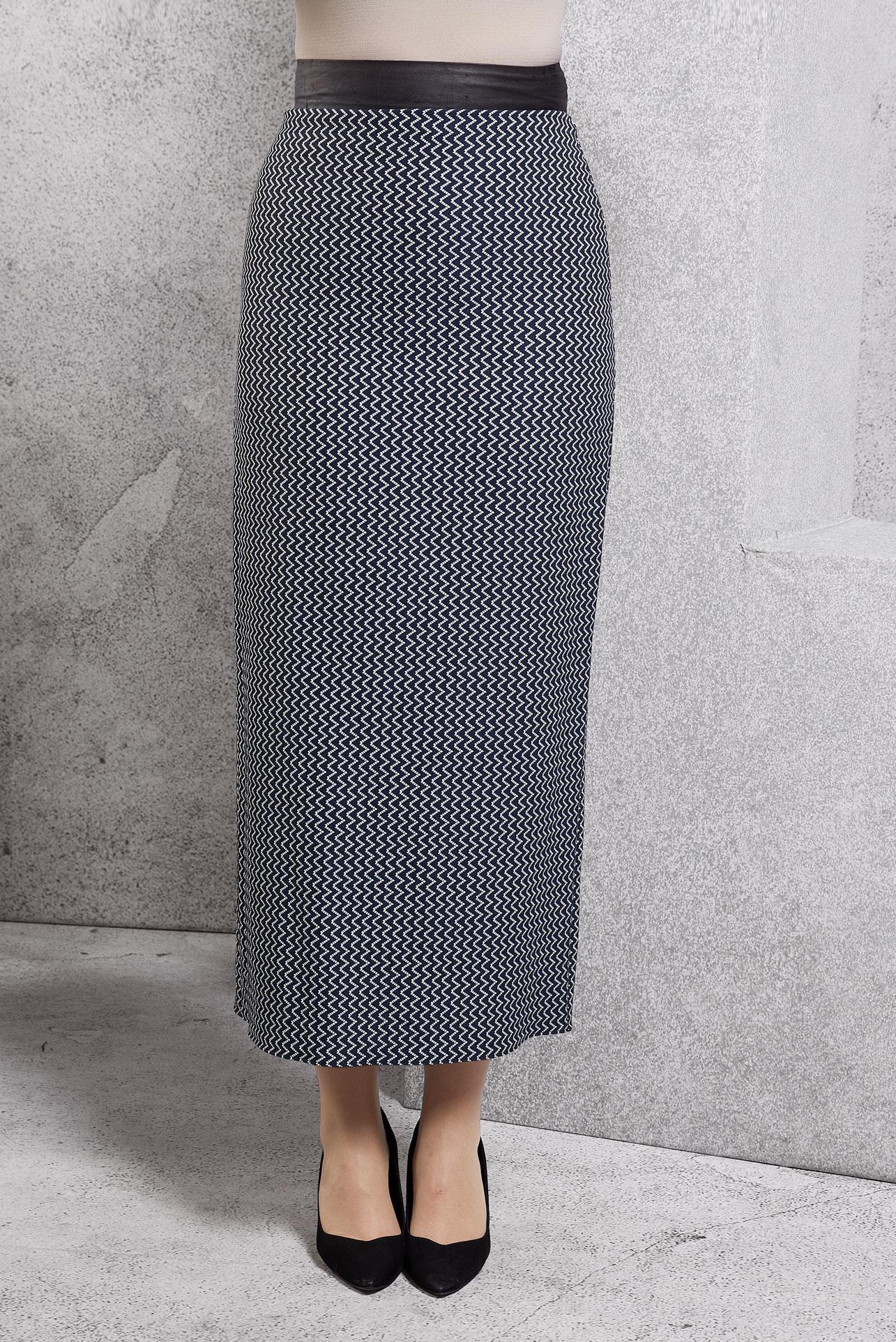 Tesettür giyim LACİVERT DESENLİ TESETTÜR ETEK 6771