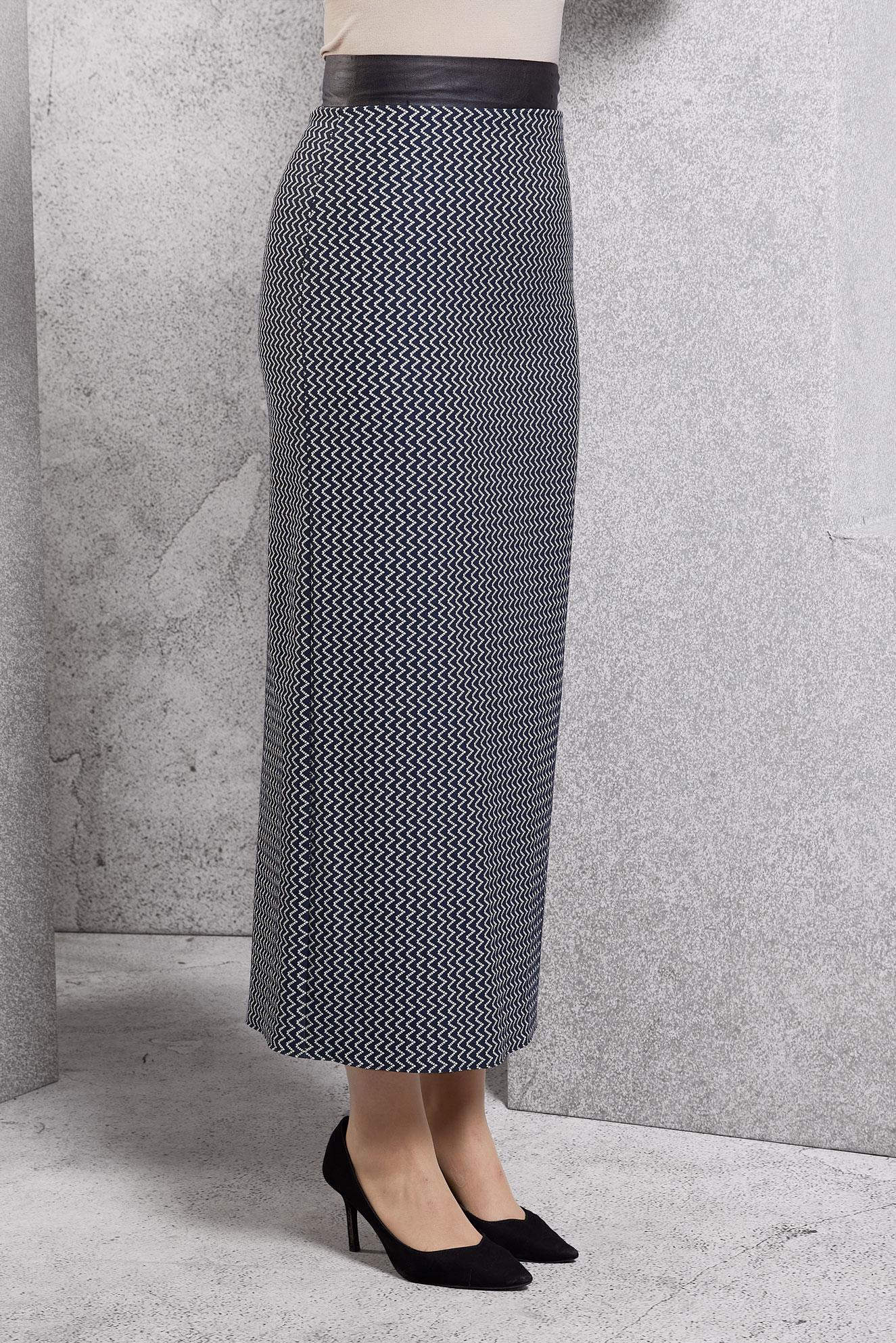 Tesettür giyim LACİVERT DESENLİ TESETTÜR ETEK 6771