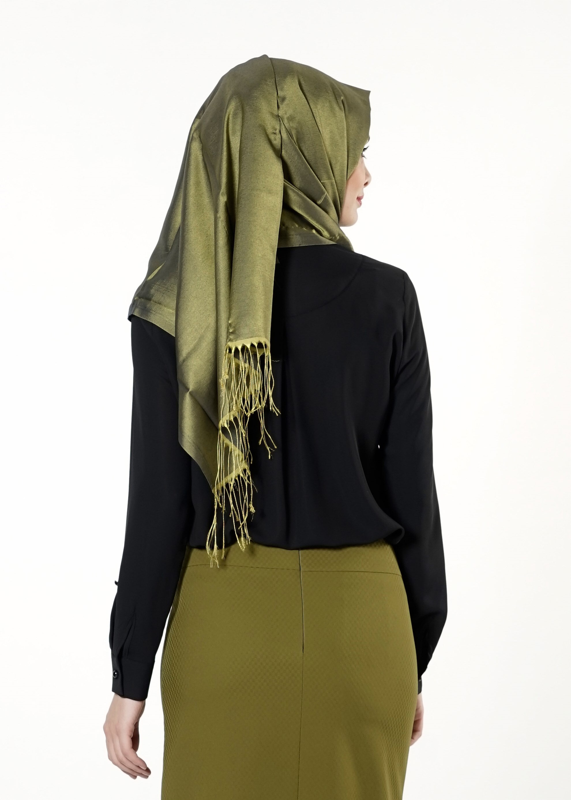 Tesettür giyim YEŞİL KEMER DETAYLI DÜZ KESİM ETEK 6772 