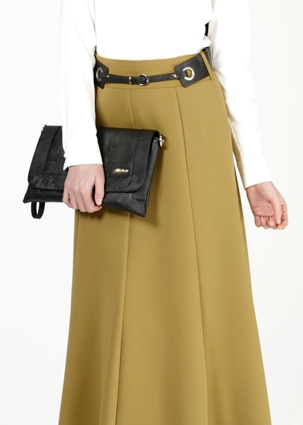 Tesettür giyim SARI PARÇALI ETEK 6773 