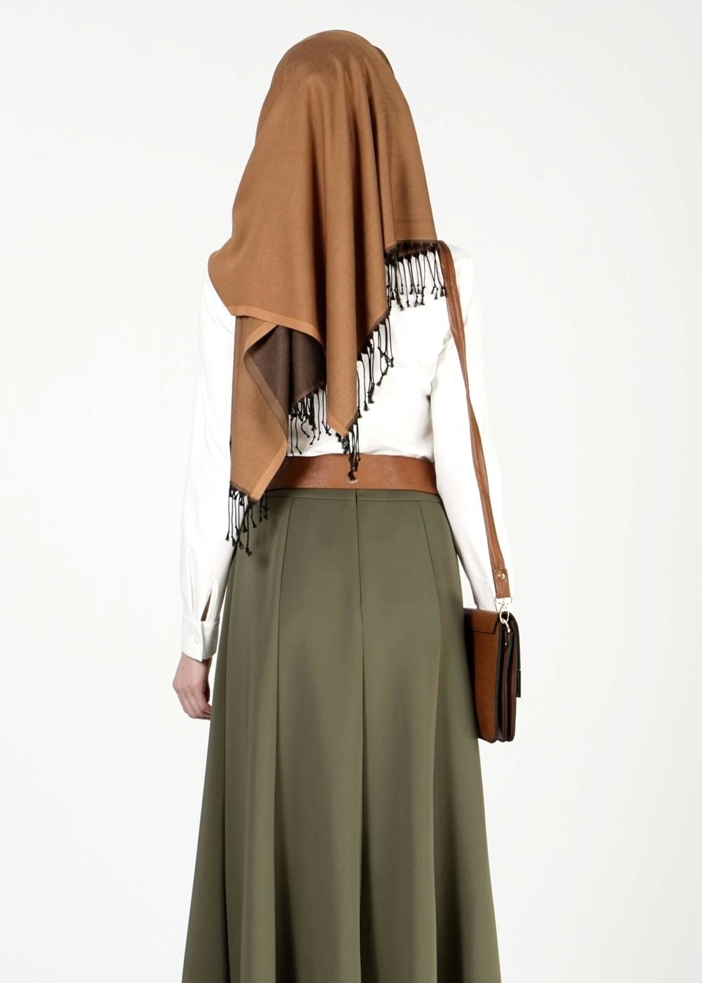 Tesettür giyim HAKİ PARÇALI ETEK 6773 