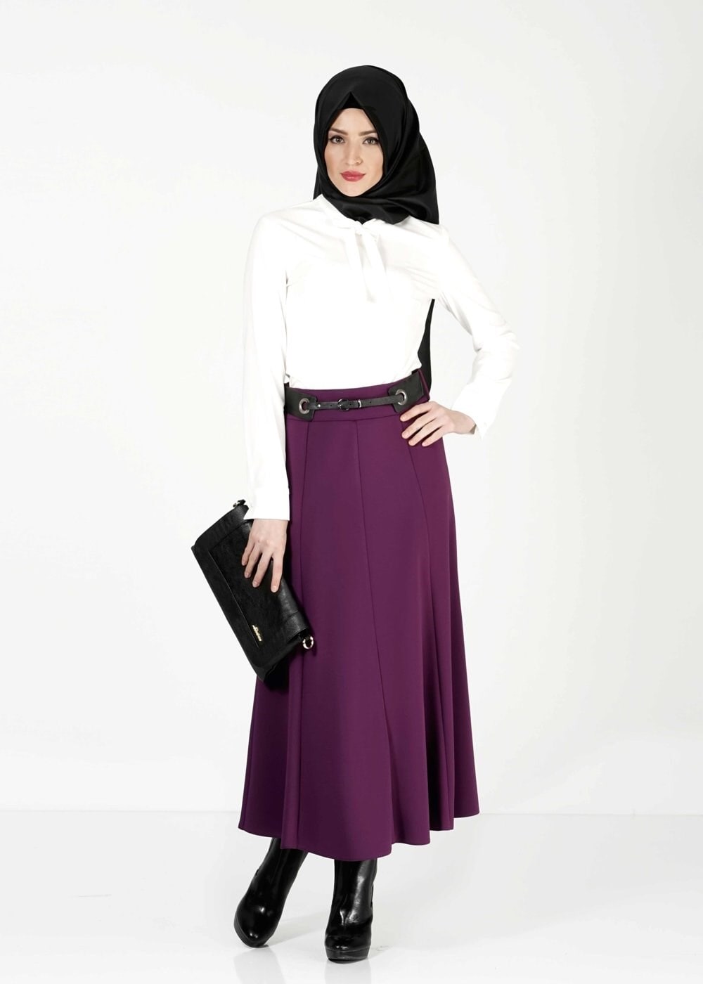 Tesettür giyim MÜRDÜM PARÇALI ETEK 6773 