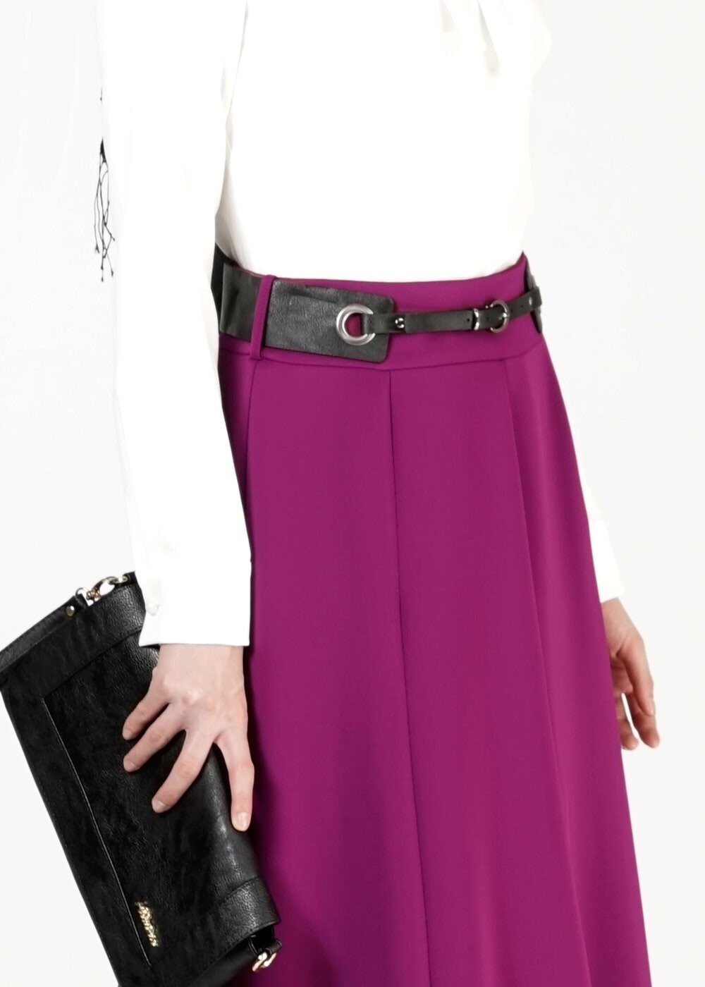 Tesettür giyim MOR PARÇALI ETEK 6773 