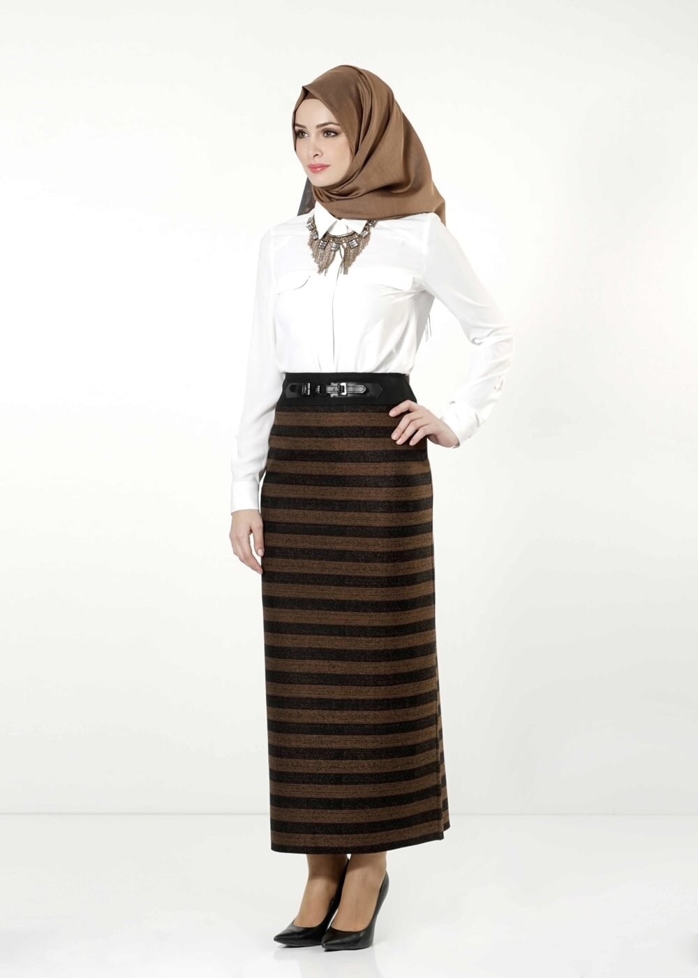 Tesettür giyim KAHVE 6774 ETEK