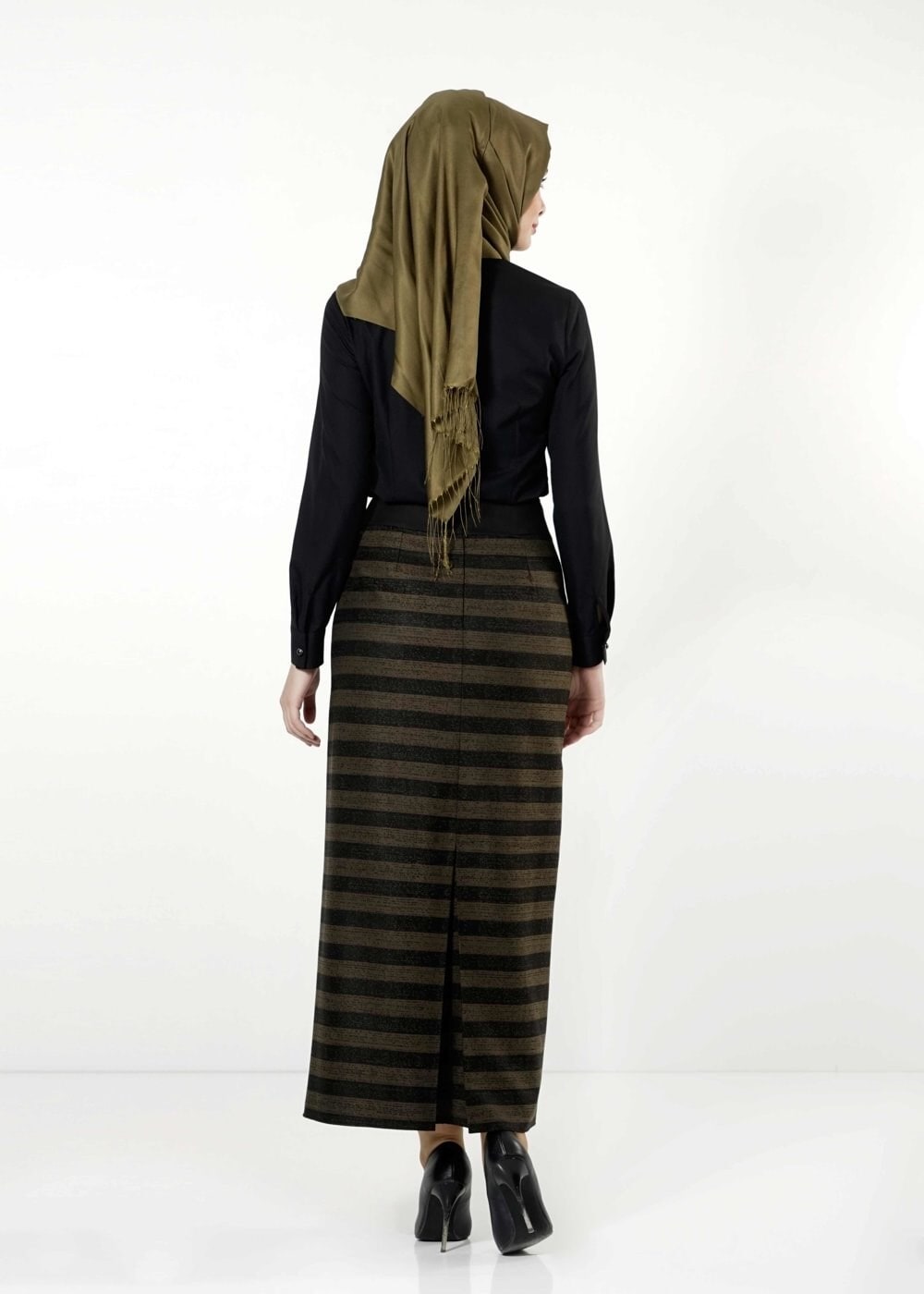 Tesettür giyim HAKİ 6774 ETEK