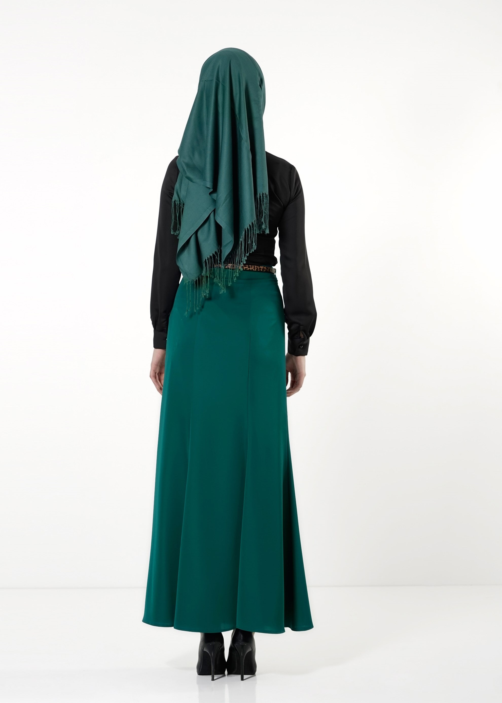 Tesettür giyim YEŞİL A KESİM ETEK 6775 