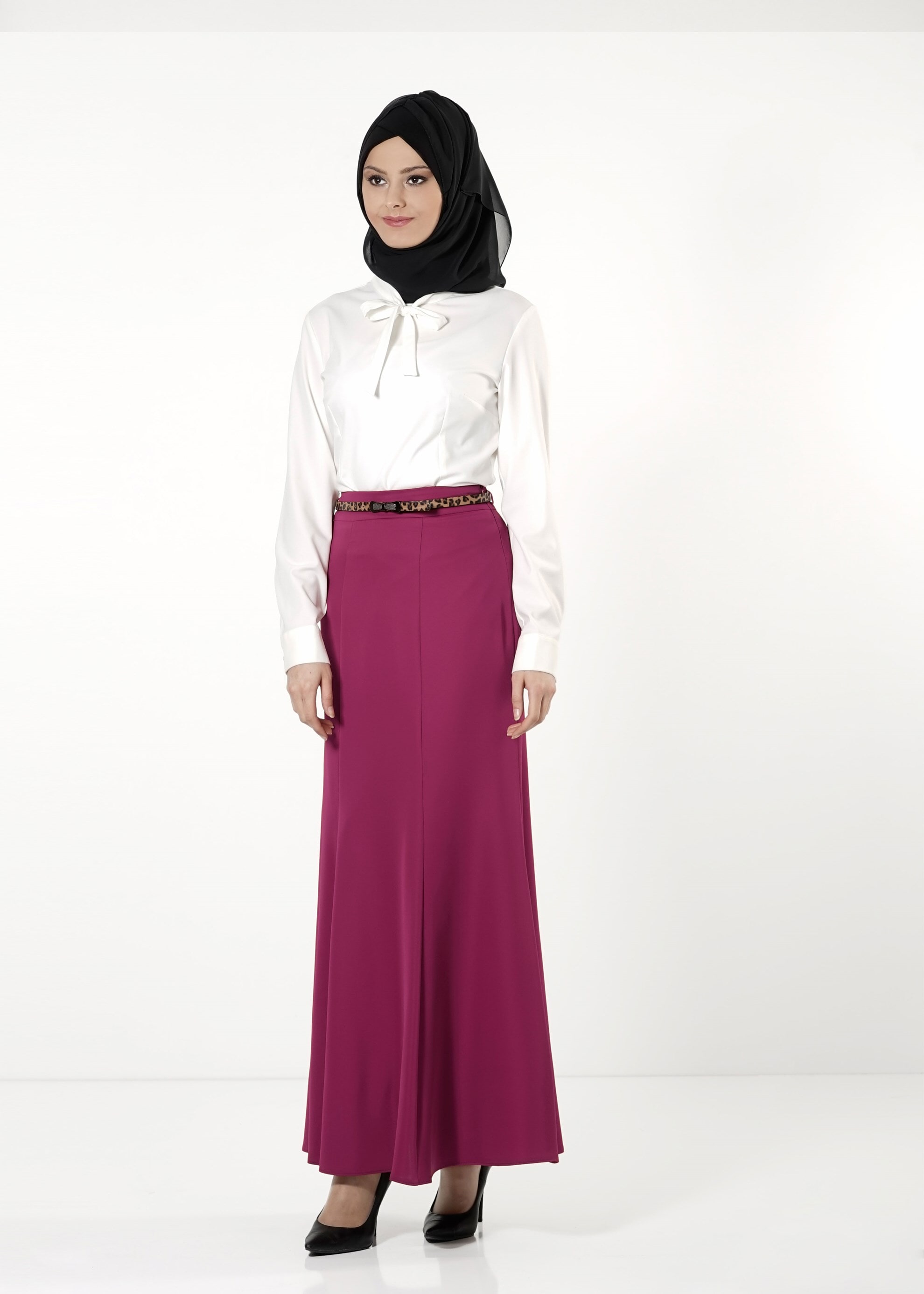 Tesettür giyim FUŞYA A KESİM ETEK 6775 