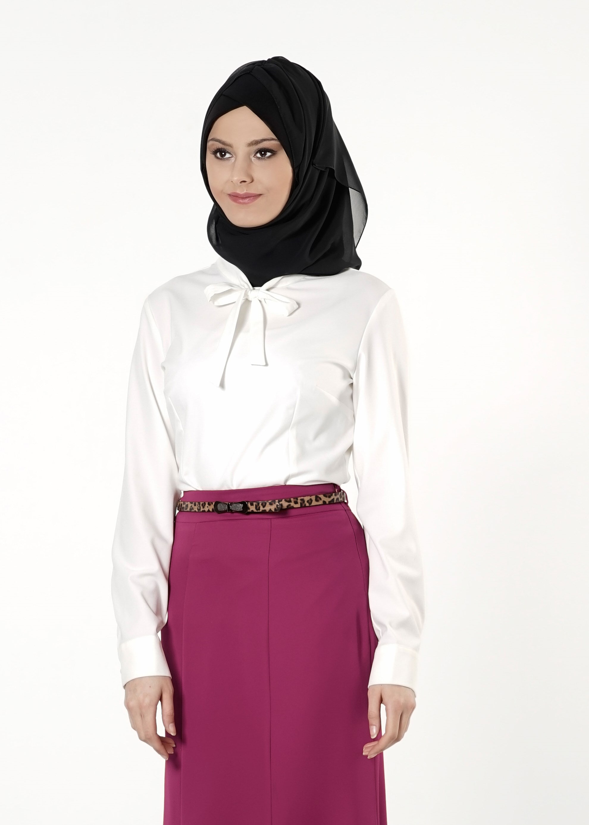 Tesettür giyim FUŞYA A KESİM ETEK 6775 