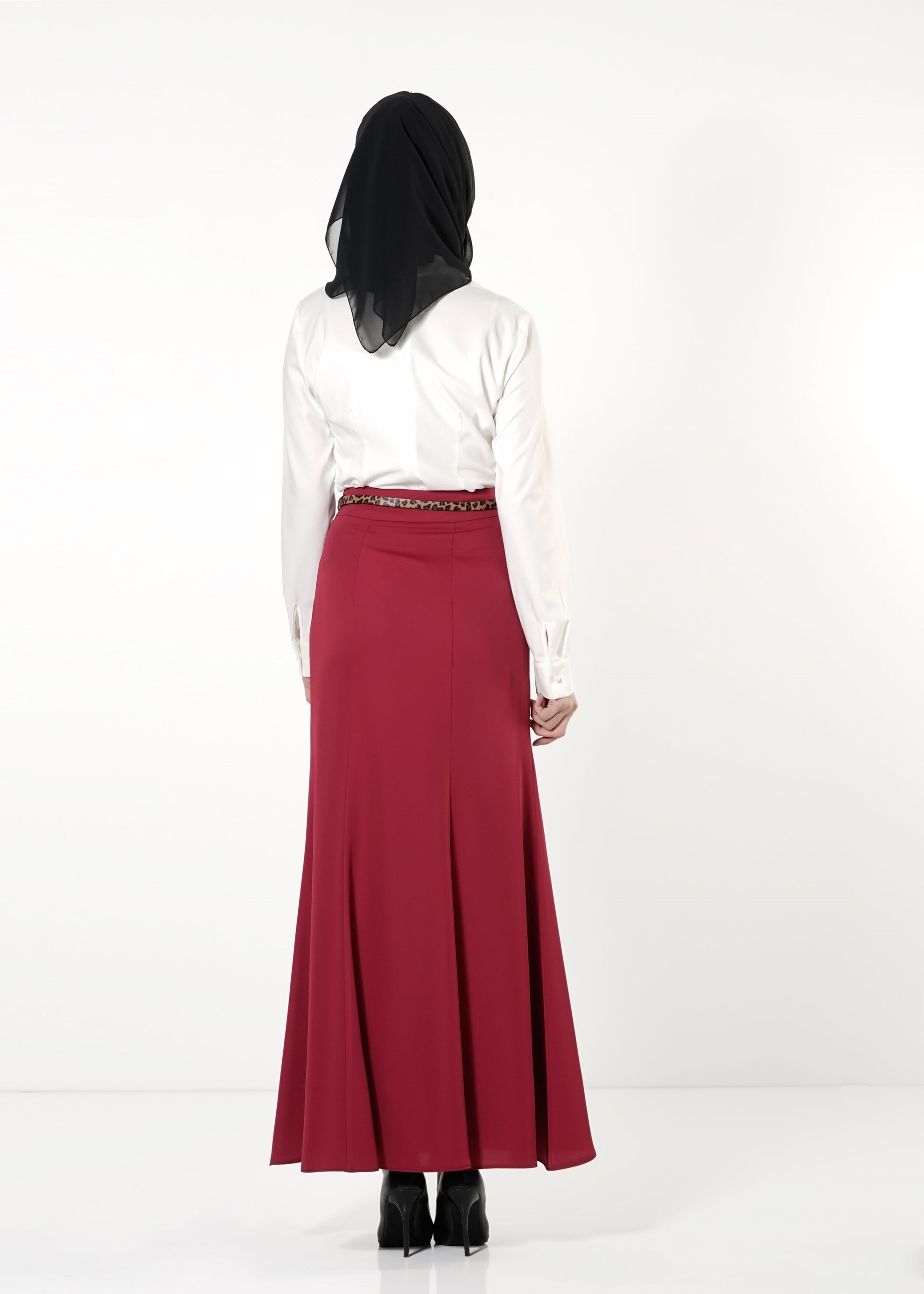 Tesettür giyim BORDO A KESİM ETEK 6775 