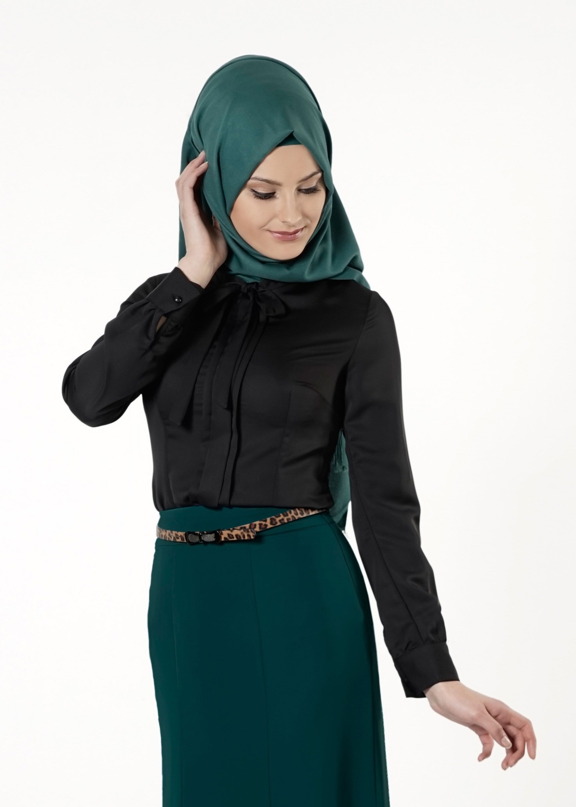Tesettür giyim YEŞİL A KESİM ETEK 6775 