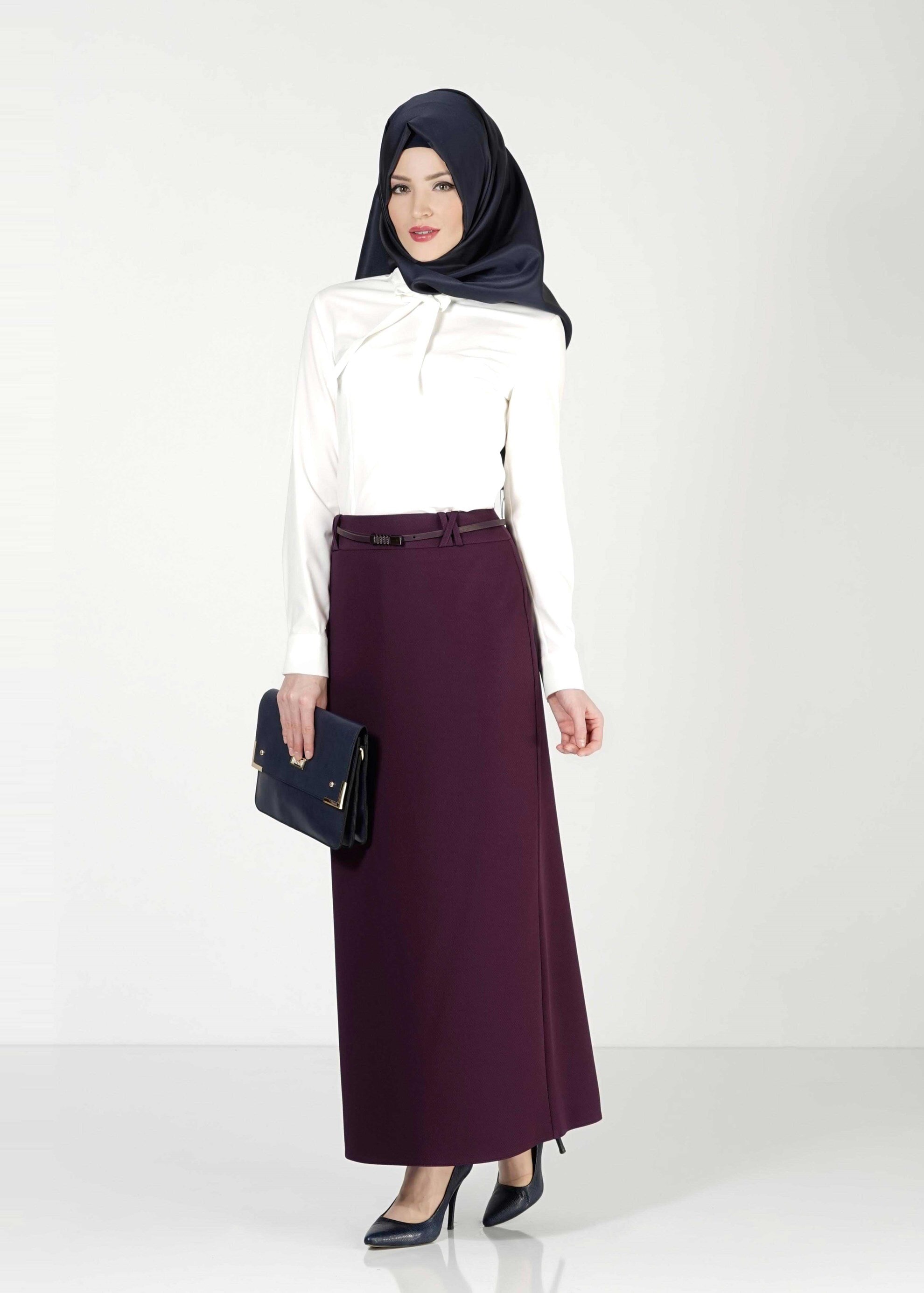 Tesettür giyim MÜRDÜM DÜZ KESİM ETEK 6776 
