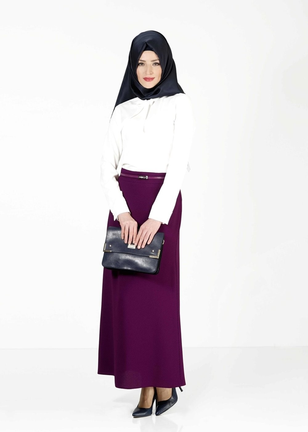 Tesettür giyim MOR A KESİM ETEK 6778 