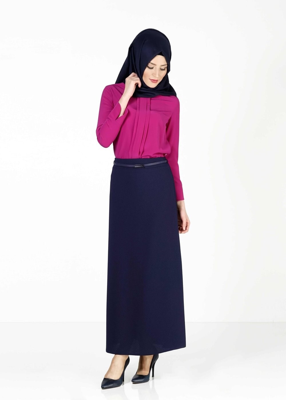 Tesettür giyim LACİVERT A KESİM ETEK 6778 