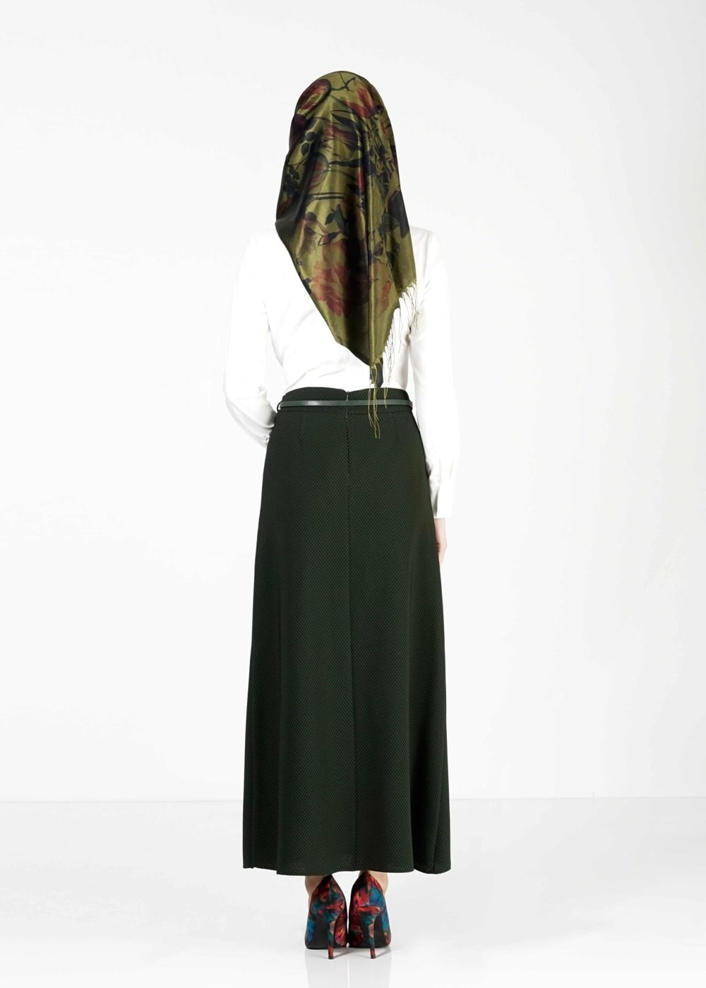 Tesettür giyim YEŞİL A KESİM ETEK 6778 