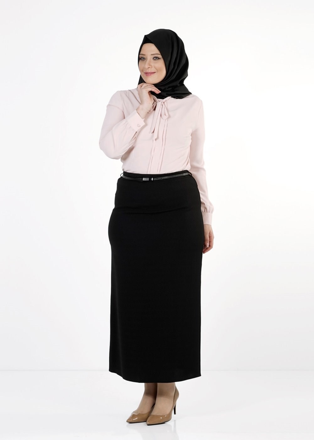 Tesettür giyim SİYAH DÜZ KESİM ETEK 6779 