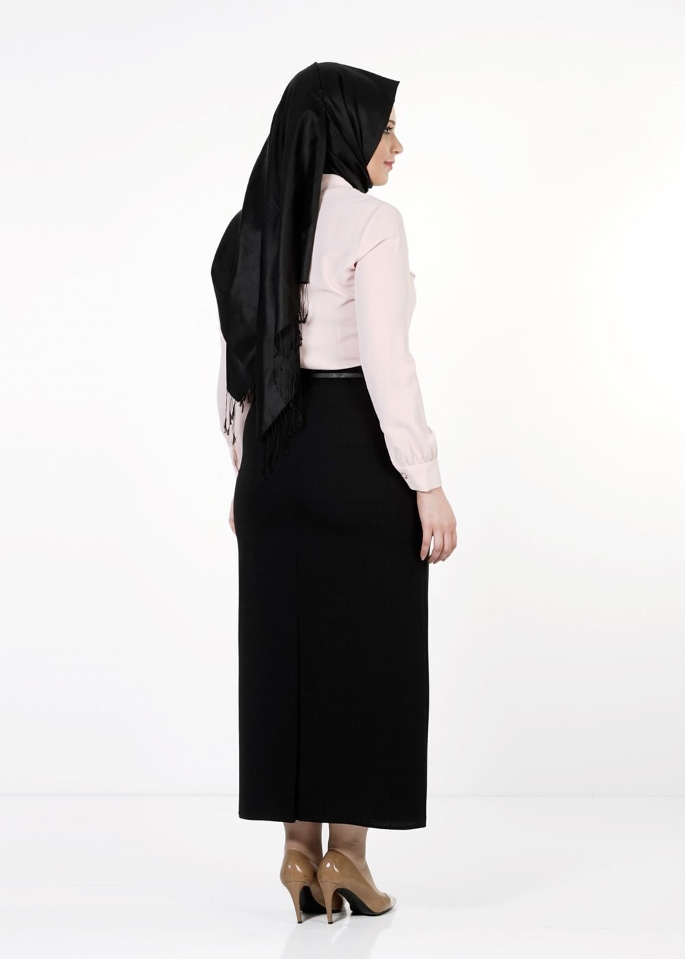 Tesettür giyim SİYAH DÜZ KESİM ETEK 6779 