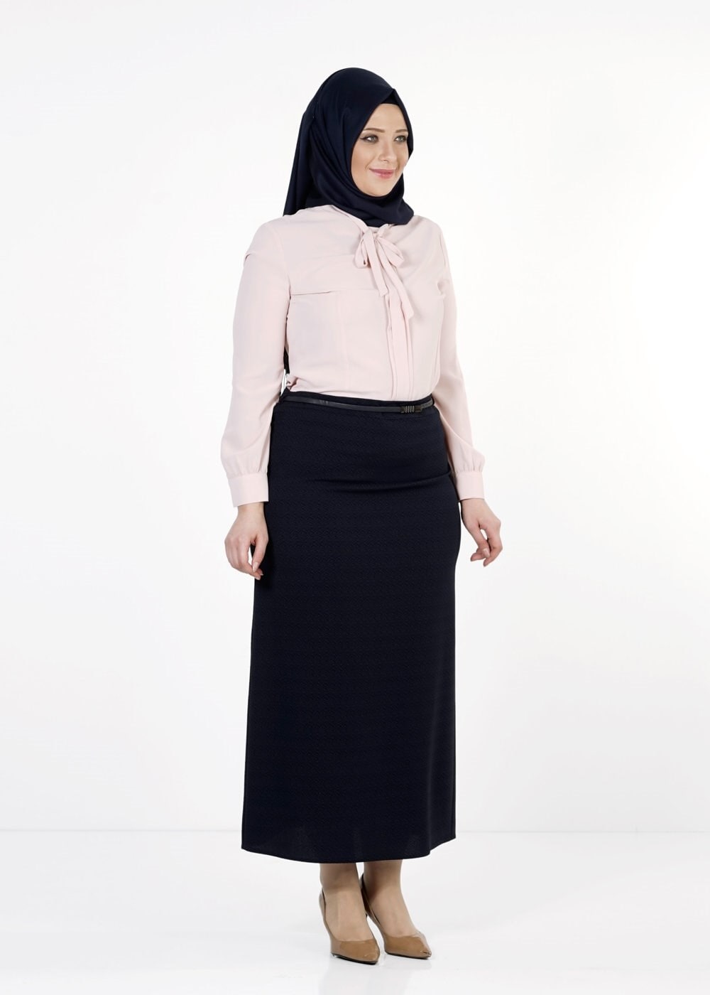 Tesettür giyim LACİVERT DÜZ KESİM ETEK 6779 