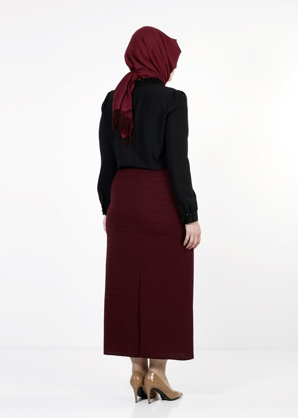 Tesettür giyim MÜRDÜM DÜZ KESİM ETEK 6779 